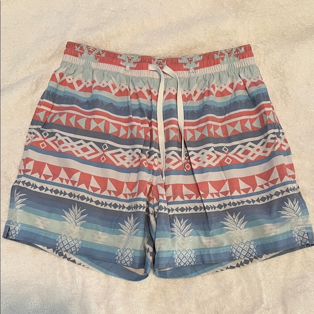 Chubbies Tribal Pattern Swim Trunks - Red and Blue